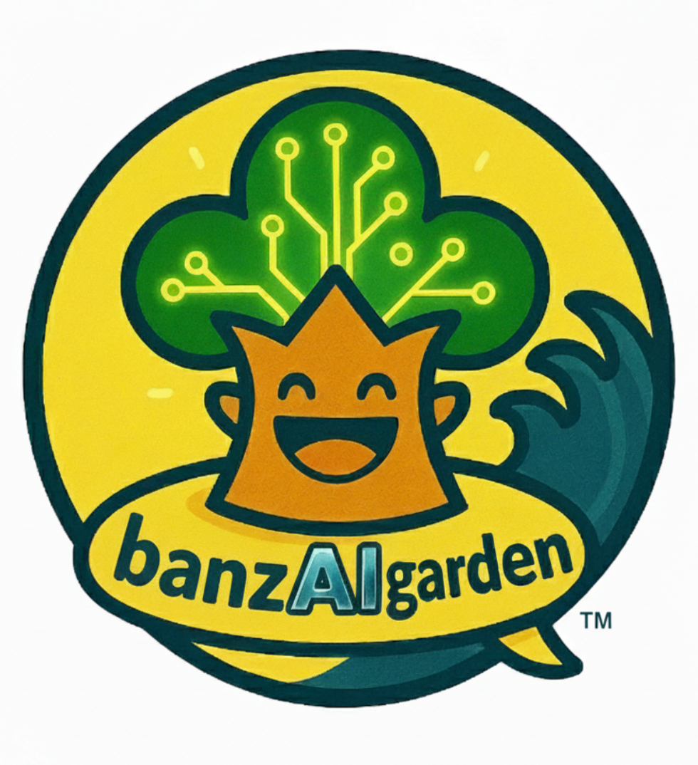 AI活用庭師ブランド「banzAIgarden」ロゴ|AIと庭師の技術で見える化する湘南の植木屋