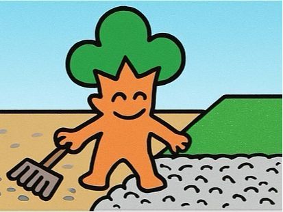 藤沢市の植木屋が砂利敷きや人工芝を施工する様子
