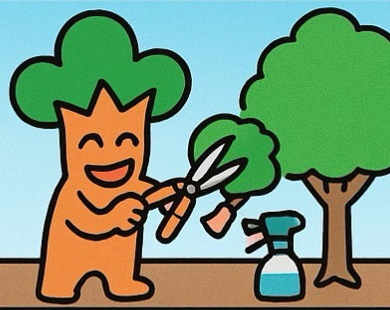 藤沢市の植木屋が庭木を剪定している様子